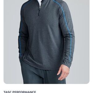 NWT TASC Performance Men’s Dark Gray Quarter-Zip Pullover with Blue Piping XXL